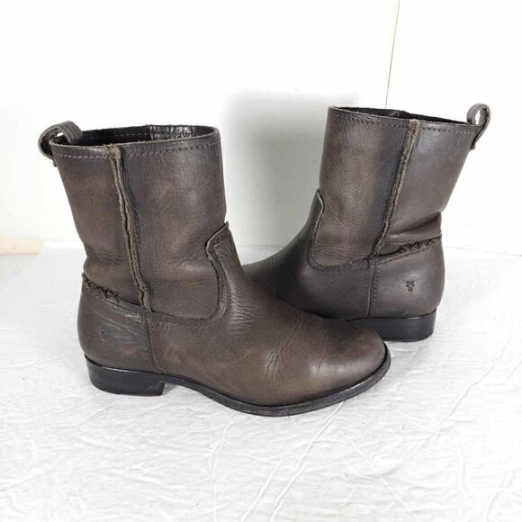 Frye Women's Melissa Slouch Short US 5,5 Brown Leather Pull On Ankle Boots - Picture 4 of 12